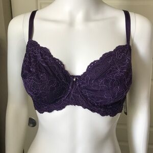 Montelle Intimates size 32E lace bra in Indigo pirple NWT